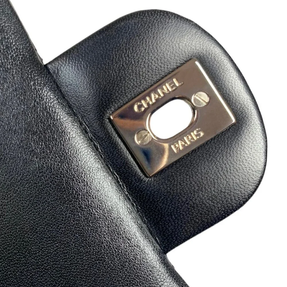 Chanel East West Classic Shoulder Flap Bag Quilted Black Perforated Leather - Picture 11 of 16